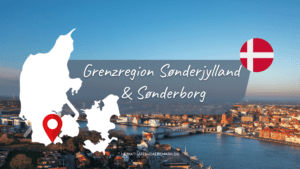 Die süddänische Grenzregion und Stadt Sönderborg im Stadtpanorama 